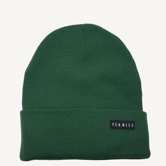 Yea.Nice Men Legend Knit Forest Green Folded Beanie Winter Wear Snow Skiing Warm - Picture 1 of 3
